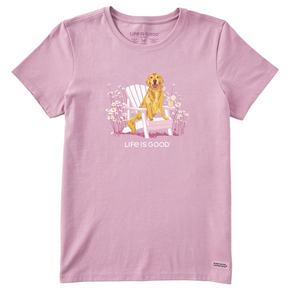 Women's Realisn't Golden Retriever Adirondack Short Sleeve Tee-Life is Good