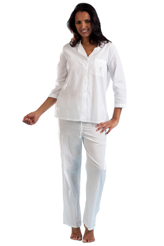 Long Sleeve Lace Trim Pajama Set-La Cera