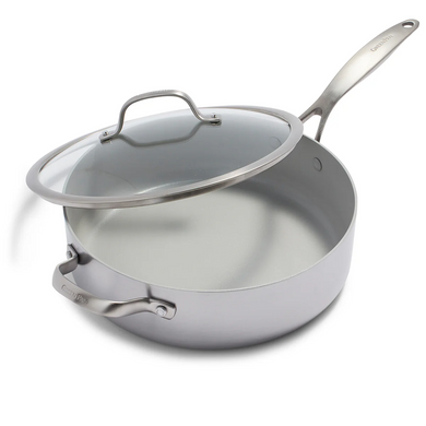Venice Pro Cermic Nonstick5qt Saute Pan w/ Lid & Helper Handle-Greenpan