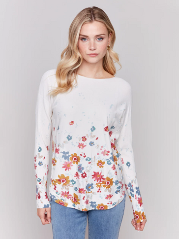 Printed Plush Knit Sweater -Charlie B