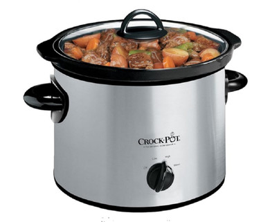 Crock-Pot Slow Cooker, 3 qt Capacity, Manual, Stainless Steel/Stoneware, Silver-Sunbeam/Rival