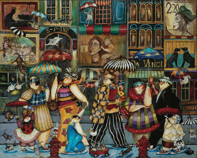 Raining Cats and Dogs in Paris Artist Jennifer Garant Hart Puzzle