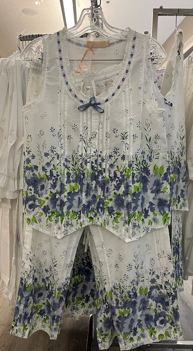 100% Cotton Sleeveless Floral PJs-La Cera