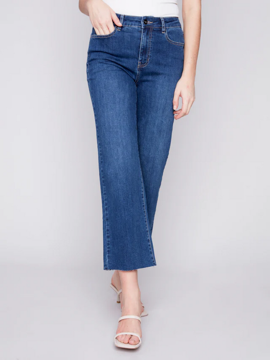 Flared Jeans with Raw Edge 