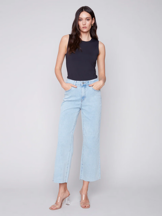 Flared Jeans with Raw Edge 