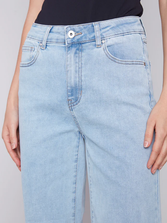 Flared Jeans with Raw Edge 