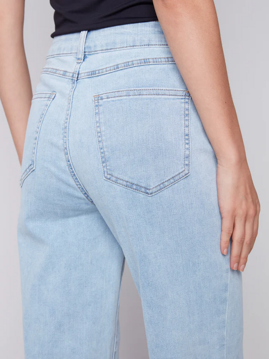 Flared Jeans with Raw Edge 