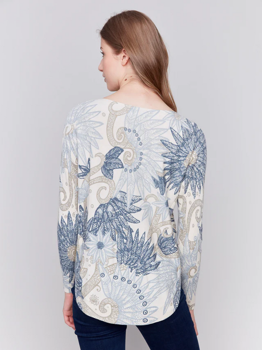 Printed Plush Knit Sweater -Charlie B
