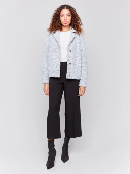 Heathered Short Boucle Moto Jacket-Charlie B 