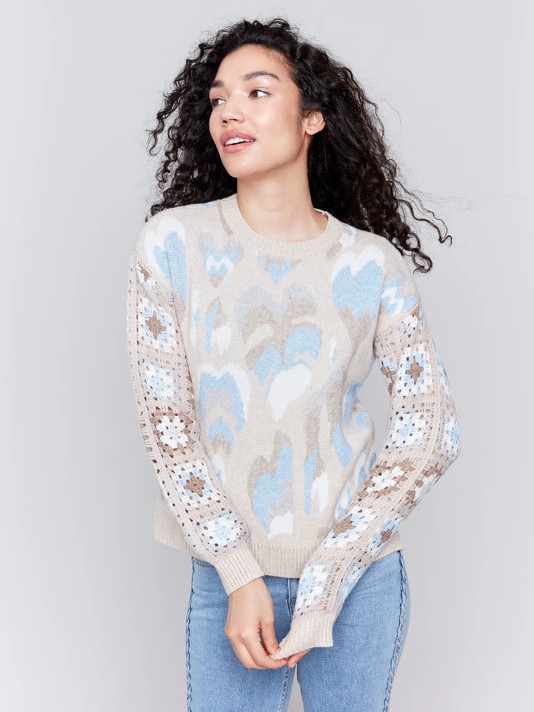 Jacquard Printed Sweater - Ocean-Charlie B