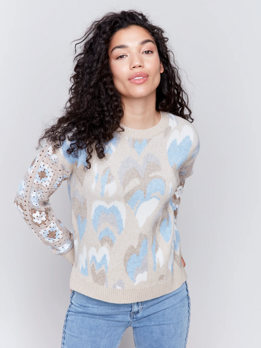 Jacquard Printed Sweater - Ocean-Charlie B