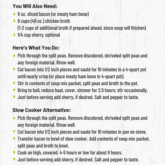 Nebraska Barnraising Split Pea Soup-Frontier Soup