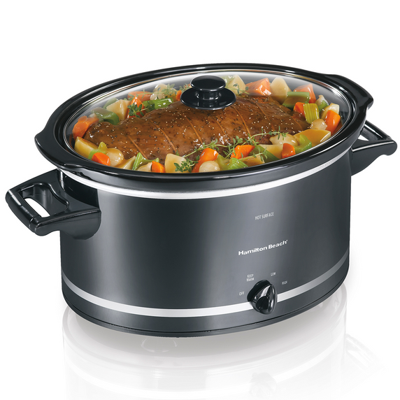  Slow Cooker, 8 qt Capacity, Manual Control, Black/Silver-Hamilton Beach