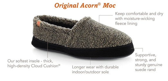 Men's Moc Slippers with Cloud Cushion Comfort-Acorn