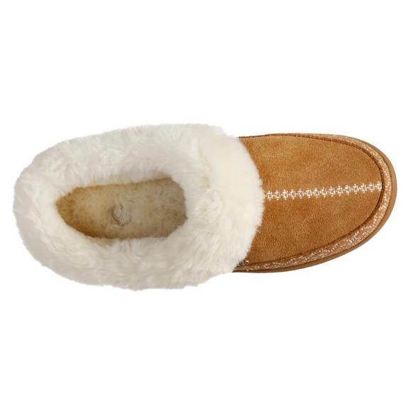 Women's Greta Embroidered Clog Slipper with Cloud Contour Comfort-Acorn