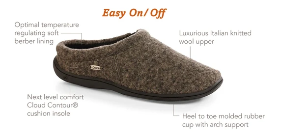 Men's Digby Gore Italian Wool Clog with Cloud Contour Comfort-Acorn