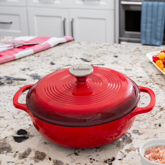 3 Quart Red Essential Enamel Cast Iron Dutch Oven