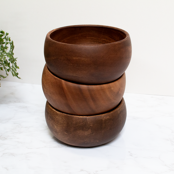 Round Calabash Acacia Wood Bowl, 6" x 3", K0464-Pacific Merchants