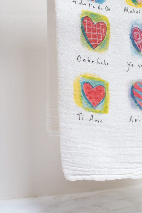 Love You Hearts Flour Sack Towel