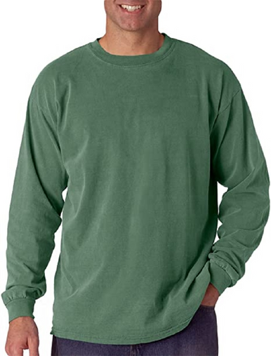 【DISCERNMENT】License Pigment Long Sleeve T-Shirt R. Options Long Sleeve Pigment Dyed Ringspun Cotton Tee