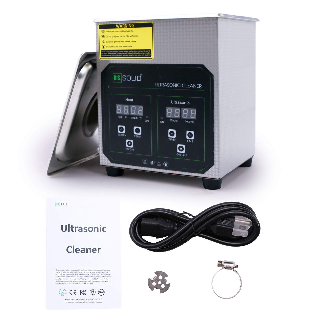 2L U.S. Solid Digitaler Ultrasonic Cleaner - 0.5 gal 40 KHz Edelstahl-Ultraschallreinigungsmaschine für Industrie und Schmuck - Max. Heizungstemp. 176℉ - FCC, CE, RoHS, UL zertifiziert