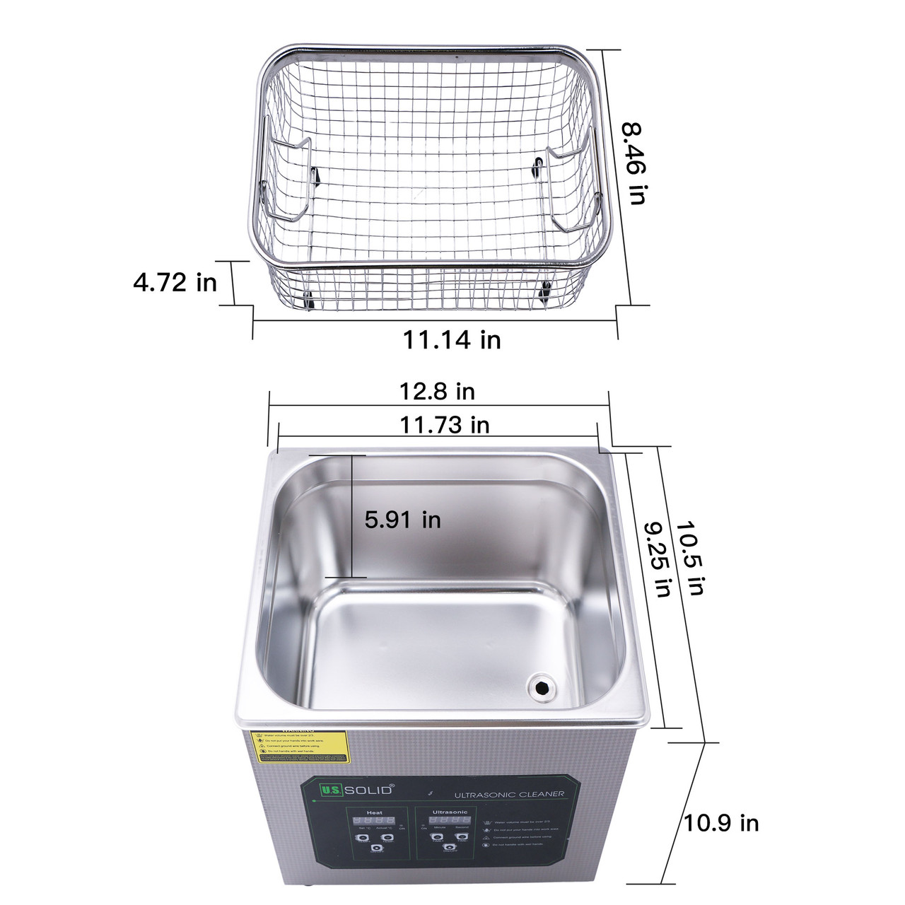 10L U.S. Solid Digitaler Ultrasonic Cleaner - 2.6 gal 40 KHz Edelstahl-Ultraschallreinigungsmaschine für Industrie und Schmuck - Max. Heizungstemp. 176℉ - FCC, CE, RoHS, UL zertifiziert