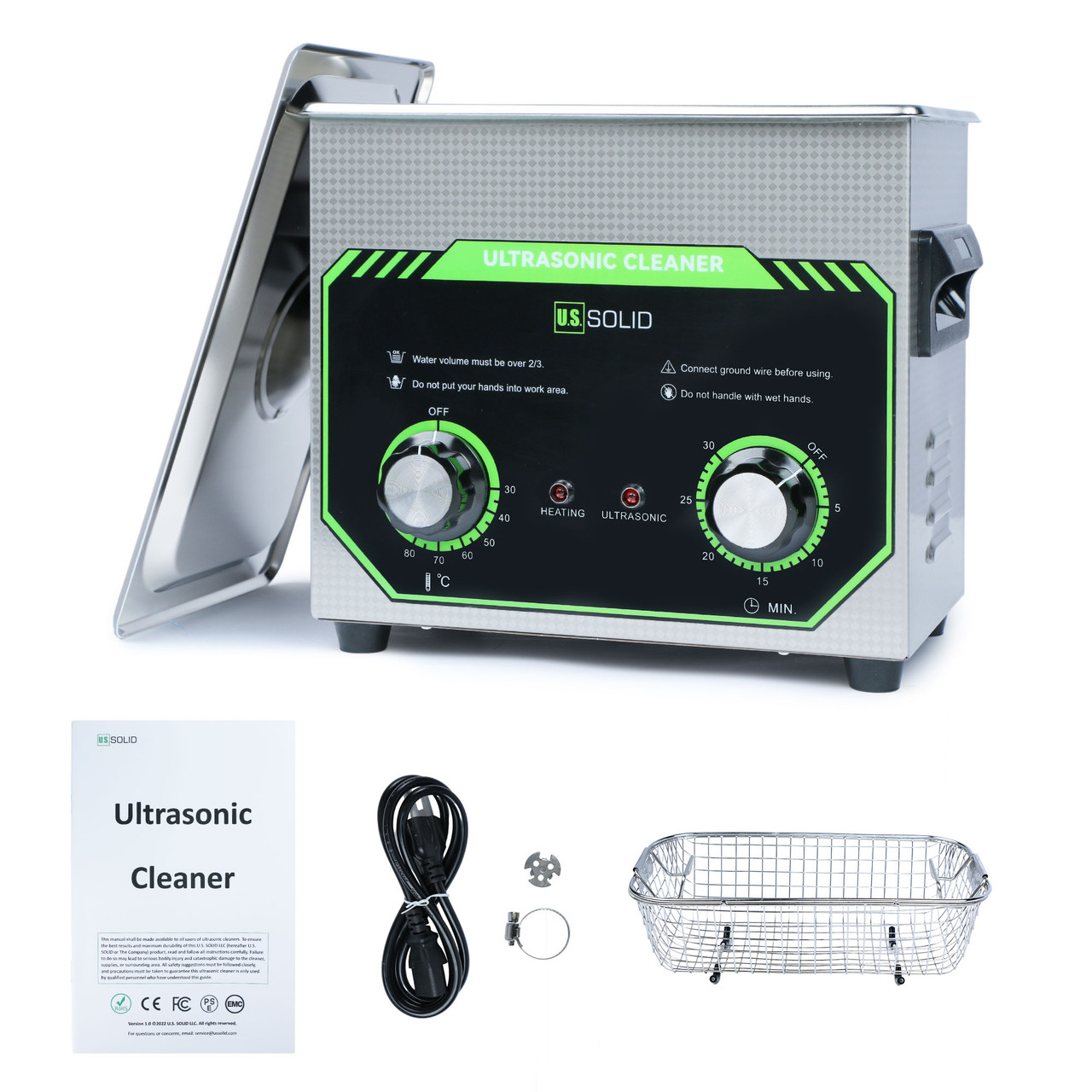 3L U.S. Solid Mechanical Ultrasonic Cleaner - 0.8 gal 40 KHz Edelstahl-Ultraschallreinigungsmaschine für Industrie und Schmuck - Max. Heizungstemp. 176℉ - FCC, CE, RoHS, UL zertifiziert