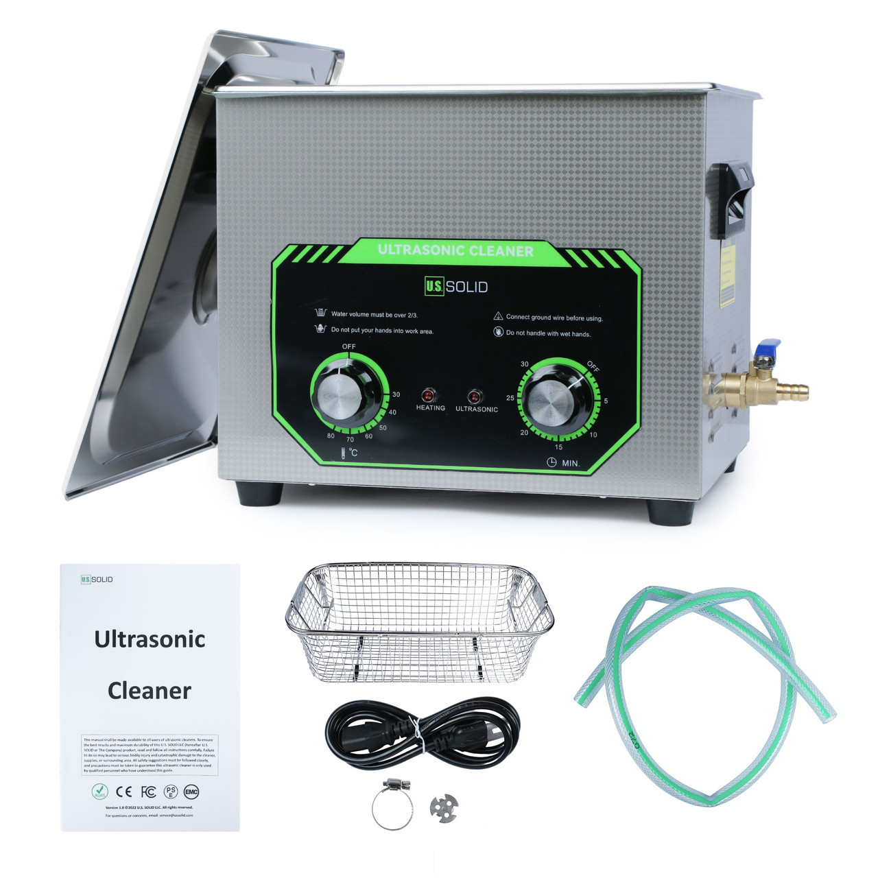 10L U.S. Solid Mechanical Ultrasonic Cleaner - 2.6 gal 40 KHz Edelstahl-Ultraschallreinigungsmaschine für Industrie und Schmuck - Max. Heizungstemp. 176℉ - FCC, CE, RoHS, UL zertifiziert
