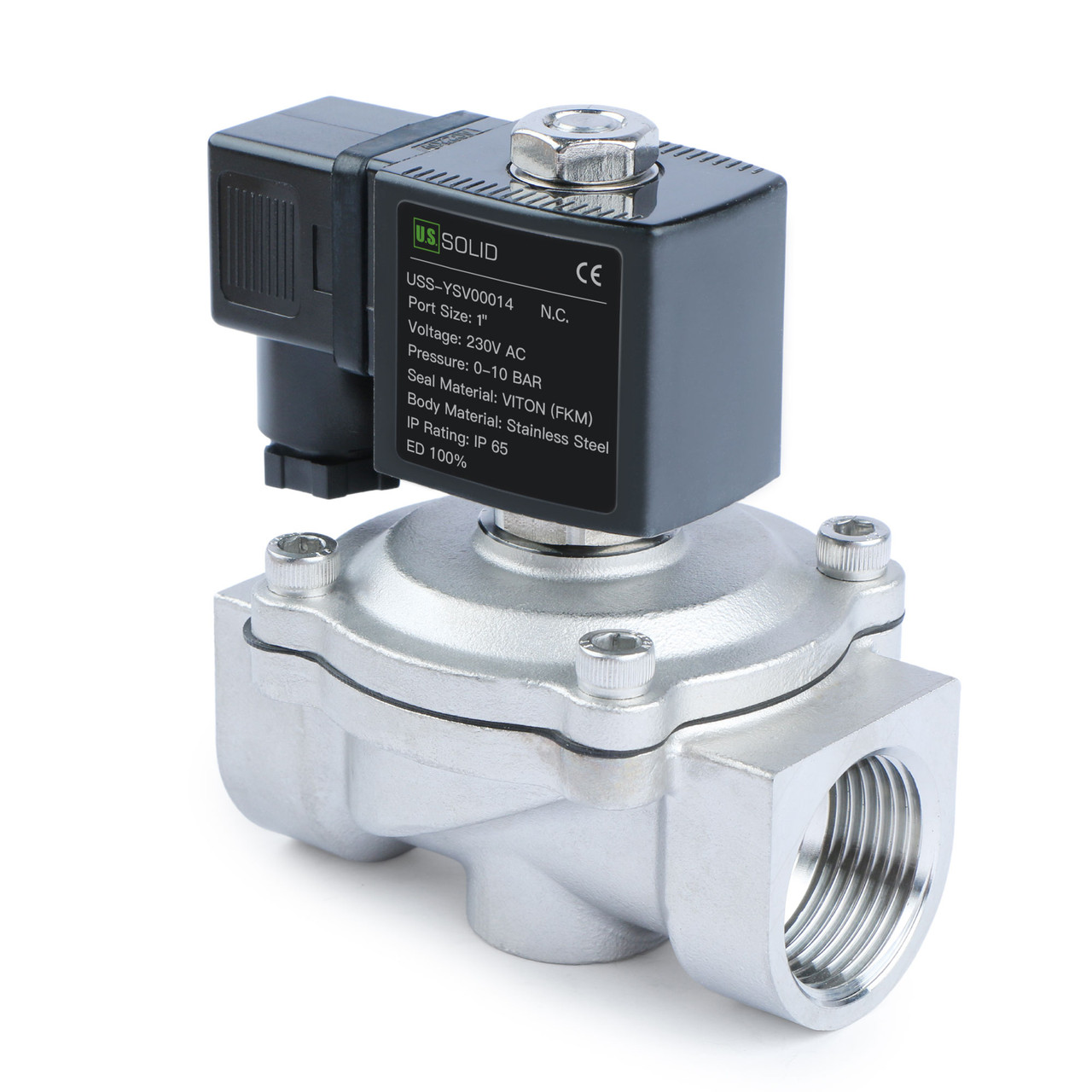 FSA Messing Magnetventil 1/2" 24V DC – Stromlos Geschlossen, 0-10 Bar, Mit Viton-Dichtung