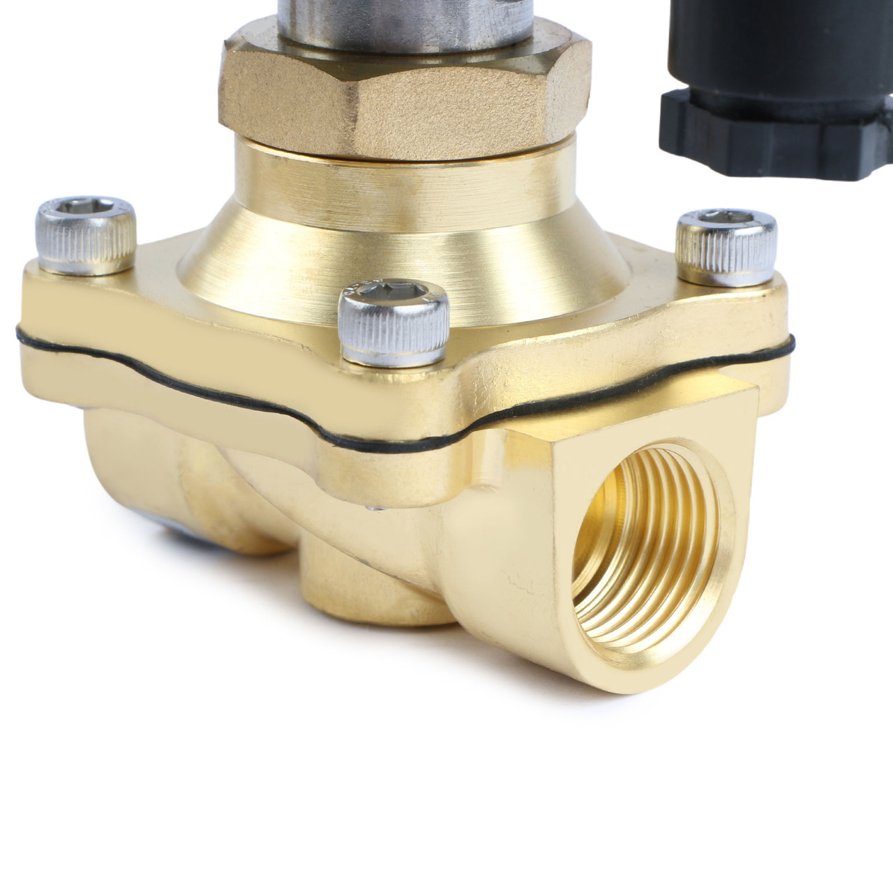 FSA Messing Magnetventil 1/2" 24V DC – Stromlos Geschlossen, 0-10 Bar, Mit Viton-Dichtung