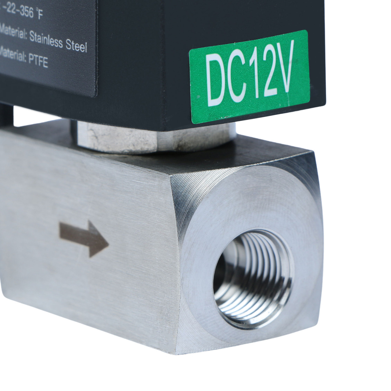 Hochdruck-Magnetventil - 1/4" Edelstahl 60 bar, 12V DC Hochdruck Hochtemperaturbeständiges elektrisches Magnet-Absperrventil, 180℃