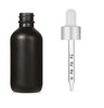 1 Oz Matt Black Glass Bottle w/ Matte silver and White Calibrated Glass Dropper