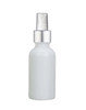 2 Oz Matt White Glass Bottle w/ Matte silver and White Fine Mist Sprayer
