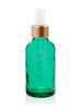 1 Oz Caribbean Green Glass Bottle w/ White Rose Gold Calibrated Glass Dropper