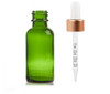 1 Oz Green Glass Bottle w/ White Rose Gold Calibrated Glass Dropper