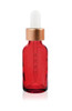 1 Oz Translucent Red Glass Bottle w/ White Rose Gold Calibrated Dropper