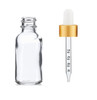 1 Oz Clear Glass Bottle w/ White-Matt Gold Calibrated Glass Dropper