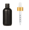 1 Oz Matt Black Glass Bottle w/ White-Matt Gold Calibrated Glass Dropper