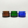 1 oz Glass Green Cream Jar with White Insert and Black Lid