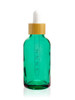 1 oz Caribbean Green Glass Bottle w/ White-Bamboo Calibrated Glass Dropper