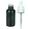 1 oz Matte Black Glass Euro Dropper Bottles w/ 18-415 White Tamper Evident CRC Calibrated Dropper