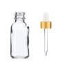 1/2 oz Clear Glass Bottle w/ White- Matt Gold Glass Dropper