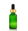 1/2 oz Green Glass Bottle w/ Black- Matt Gold Glass Dropper