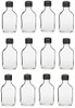 12 Pack, 100ml Glass Flask Bottles with Black Tamper Evident Caps, with a Funnel