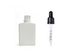 1 oz White SQUARE Glass Bottle w/ 18-415 Black Tamper Evident Calibrated Dropper