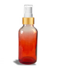 1 oz Red-shaded clear glass bottle w/ White-Gold Fine Mist Sprayer