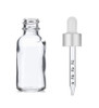 2 Oz Clear Glass Bottle w/ Matte silver and White Calibrated Glass Dropper