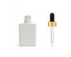 1 oz White SQUARE Glass Bottle w/ 18-415 Black/Gold Dropper