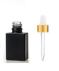 1 oz Black SQUARE Glass Bottle w/ 18-415 White-Gold Dropper- Case of 200