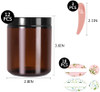 12 Pack 8 oz Amber Glass Jars with Black Lids,Round Jars for Cosmetics and Face cream Lotion